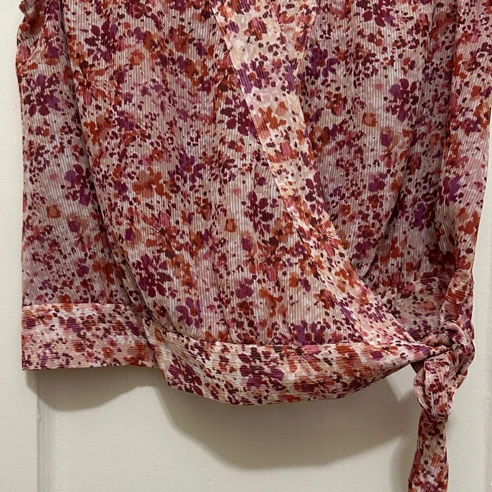 Banana Republic Floral Wrap Blouse - Pink and Red - Picture 10 of 13
